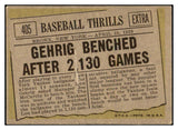 1961 Topps Baseball #405 Lou Gehrig Yankees VG-EX 490033