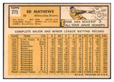 1963 Topps Baseball #275 Eddie Mathews Braves VG-EX 490044