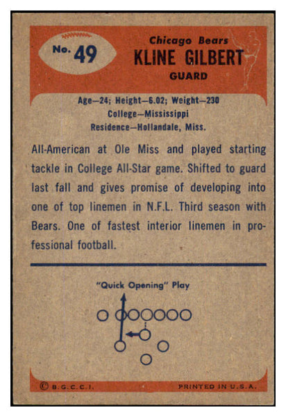 1955 Bowman Football #049 Kline Gilbert Bears NR-MT 490058