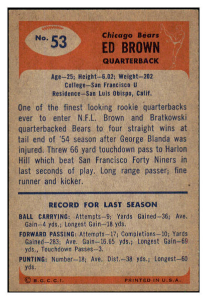 1955 Bowman Football #053 Ed Brown Bears NR-MT 490069