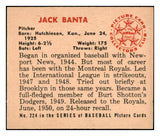 1950 Bowman Baseball #224 Jack Banta Dodgers VG-EX No Copyright 490115