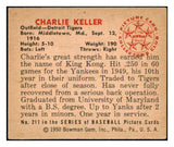 1950 Bowman Baseball #211 Charlie Keller Tigers EX-MT Copyright 490179