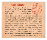 1950 Bowman Baseball #107 Sam Dente Senators NR-MT 490203