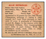 1950 Bowman Baseball #138 Allie Reynolds Yankees EX-MT 490235