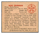 1950 Bowman Baseball #192 Bob Chipman Braves EX-MT Copyright 490245