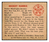 1950 Bowman Baseball #160 Mickey Harris Senators EX-MT 490343