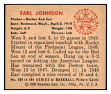 1950 Bowman Baseball #188 Earl Johnson Red Sox EX-MT Copyright 490347