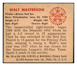 1950 Bowman Baseball #153 Walt Masterson Red Sox VG-EX 490374
