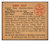 1950 Bowman Baseball #164 Sibby Sisti Braves VG-EX 490376