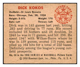 1950 Bowman Baseball #050 Dick Kokos Browns VG 490387