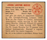 1950 Bowman Baseball #251 Les Moss Browns VG Copyright 490403