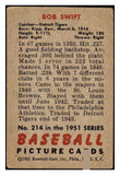 1951 Bowman Baseball #214 Bob Swift Tigers VG 490417
