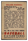1951 Bowman Baseball #098 Willard Marshall Braves VG 490419
