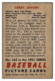 1951 Bowman Baseball #162 Larry Jansen Giants EX-MT 490423
