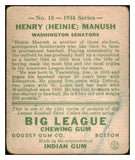 1934 Goudey #018 Heinie Manush Senators PR-FR 490470