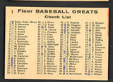 1961 Fleer Baseball #001 Ty Cobb Frank Baker Zach Wheat EX marked 490628