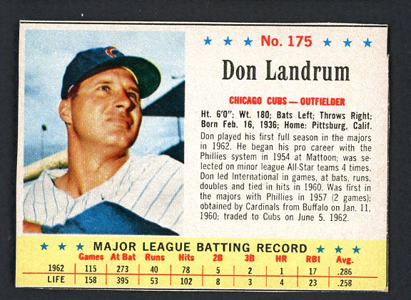 1963 Post Baseball #175 Don Landrum Cubs EX-MT 490634