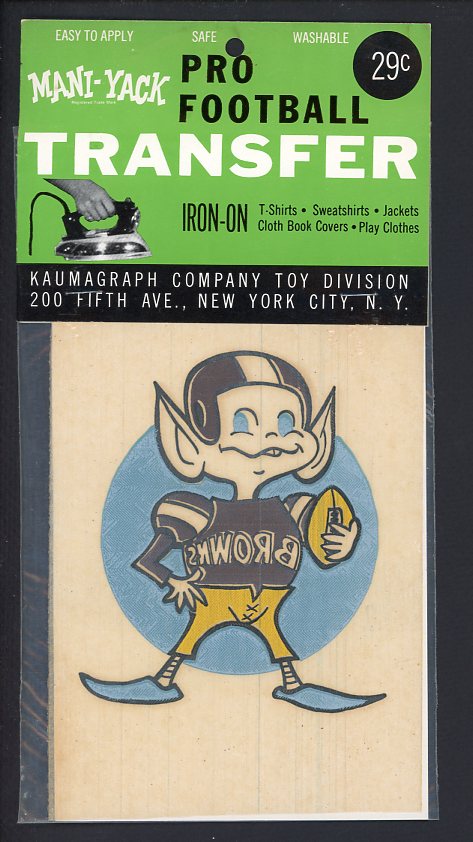 1960's Kaumagraph Iron On Transfer Cleveland Browns Unopened 490721