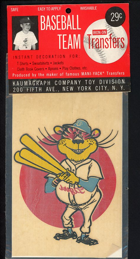 1960's Kaumagraph Iron On Transfer Detroit Tigers Unopened 490726