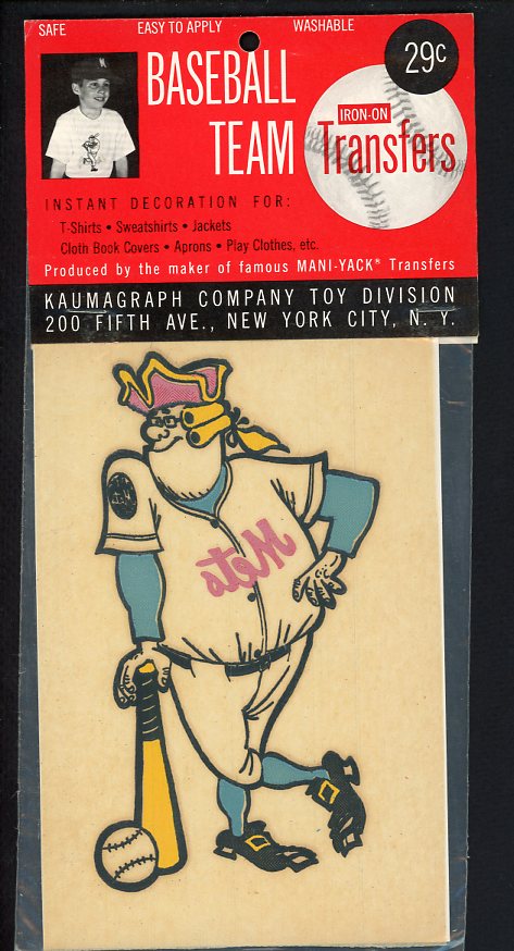 1960's Kaumagraph Iron On Transfer New York Mets Unopened 490727