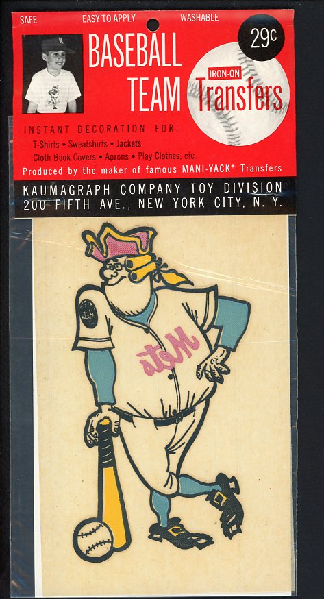 1960's Kaumagraph Iron On Transfer New York Mets Unopened 490728
