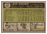 1961 Topps Baseball #547 Leon Wagner Angels VG 490805