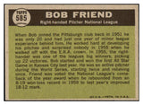 1961 Topps Baseball #585 Bob Friend A.S. Pirates NR-MT 490815