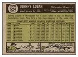 1961 Topps Baseball #524 Johnny Logan Braves EX-MT 490824