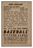 1952 Bowman Baseball #018 Don Mueller Giants VG-EX 491006