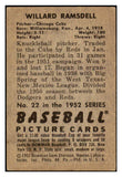 1952 Bowman Baseball #022 Willard Ramsdell Cubs VG-EX 491010