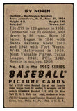 1952 Bowman Baseball #063 Irv Noren Senators VG-EX 491048