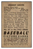 1952 Bowman Baseball #067 Johnny Groth Tigers VG-EX 491052