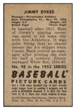 1952 Bowman Baseball #098 Jimmie Dykes A's EX-MT 491077