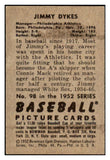 1952 Bowman Baseball #098 Jimmie Dykes A's EX 491078