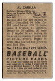 1952 Bowman Baseball #113 Al Zarilla White Sox VG-EX 491094