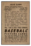 1952 Bowman Baseball #130 Allie Clark A's VG-EX 491110