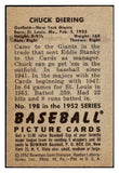 1952 Bowman Baseball #198 Chuck Diering Giants VG-EX 491169