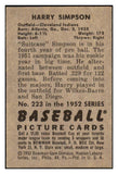 1952 Bowman Baseball #223 Harry Simpson Indians EX 491180