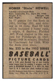 1952 Bowman Baseball #222 Dixie Howell Reds VG-EX 491181