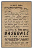 1952 Bowman Baseball #230 Frank Shea Senators VG-EX 491186