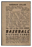1952 Bowman Baseball #237 Sherm Lollar White Sox VG-EX 491192