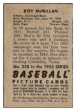 1952 Bowman Baseball #238 Roy McMillan Reds VG-EX 491193