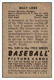 1952 Bowman Baseball #240 Billy Loes Dodgers VG-EX 491195