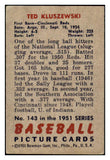 1951 Bowman Baseball #143 Ted Kluszewski Reds GD-VG 491211