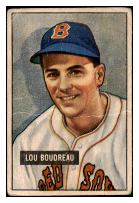 1951 Bowman Baseball #062 Lou Boudreau Red Sox PR-FR back damage 491212