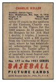 1951 Bowman Baseball #177 Charlie Keller Tigers VG-EX 491216