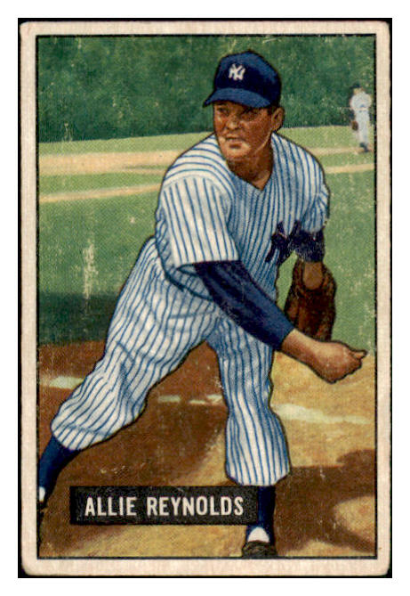 1951 Bowman Baseball #109 Allie Reynolds Yankees VG 491236