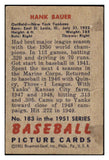 1951 Bowman Baseball #183 Hank Bauer Yankees VG 491238