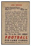 1951 Bowman Football #075 Lou Groza Browns VG-EX 491258
