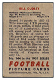 1951 Bowman Football #144 Bill Dudley Washington VG-EX 491266